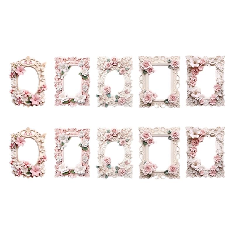 10 листов винтажной цветочной тисненой бумаги для коллажа, винтажная рамка с вырезом, для украшения журнала поделок, валентинки