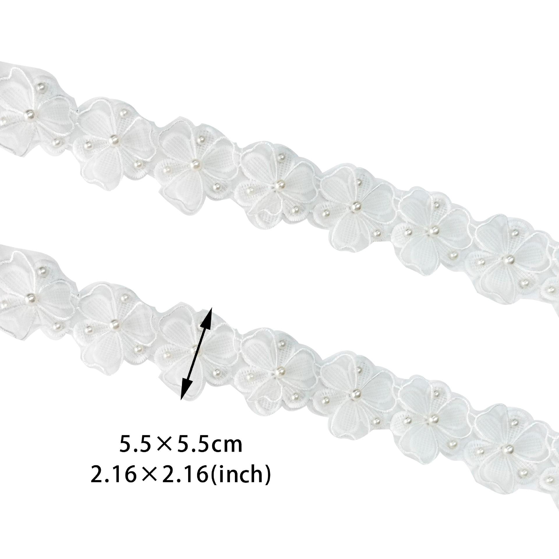 

Double-Layer Lace Three-Dimensional Beads Flower Clothing Jewelry Home Diy Handmade Accessories Decal Barcode Decoration T58-1 dozen beads white * 17 flowers per yard