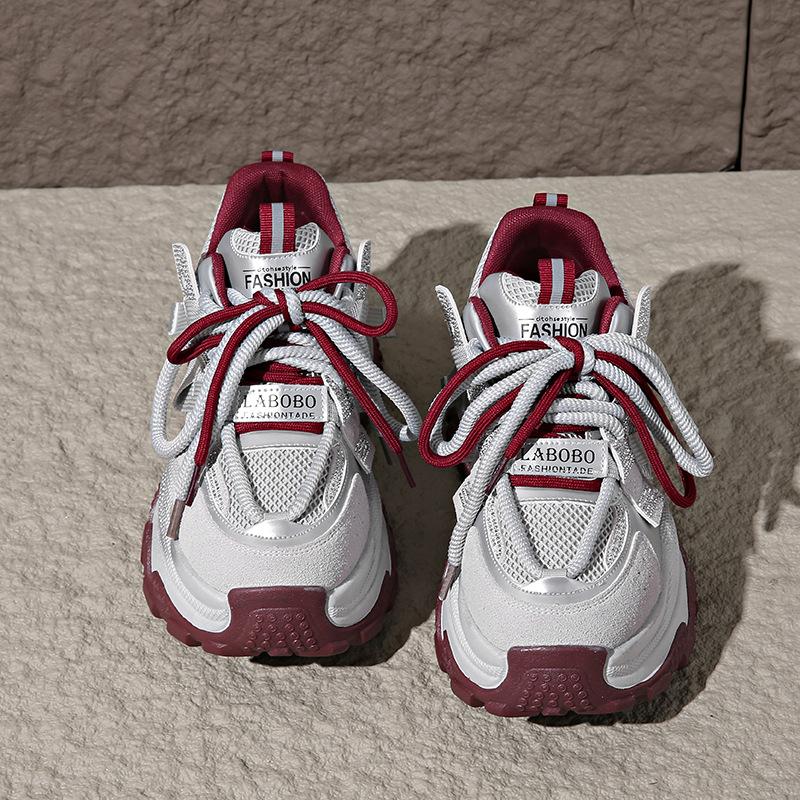 

Осень-зима 2025 папины кроссовки черные и красные популярные папины кроссовки женские осенние на толстой подошве ремешки для увеличения роста повседневные кроссовки спортивные 35 серебряный