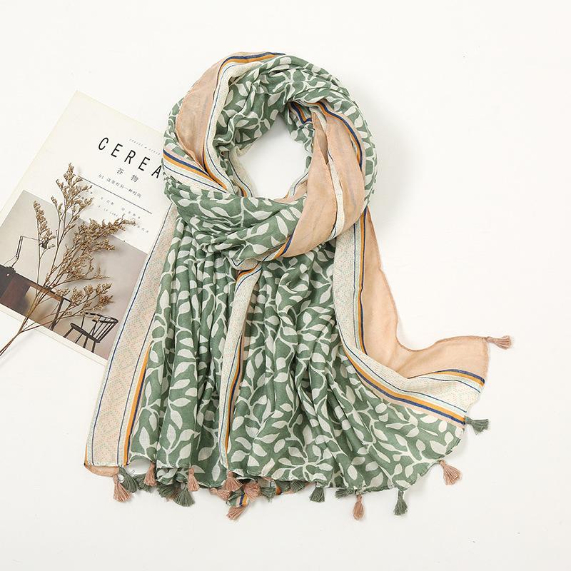 Fashion Luxury Ink Painting Floral Tassel Viscose Shawl Scarf Lady High Quality Wrap Pashmina Stole Bufandas Muslim Hijab