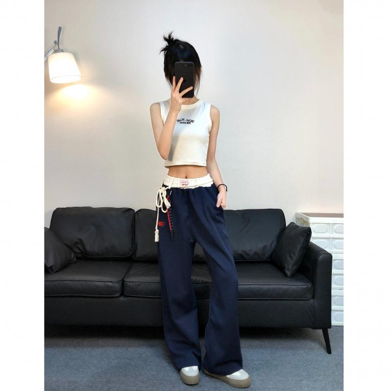 

Темно-синие повседневные спортивные штаны прямого кроя 2XL синий