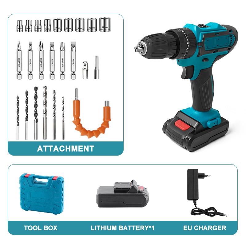 

Аккумуляторная электрическая дрель-пистолет, набор, электрическая отвертка для дома, ударная ручная дрель, инструмент, литиевая батарея 12 В