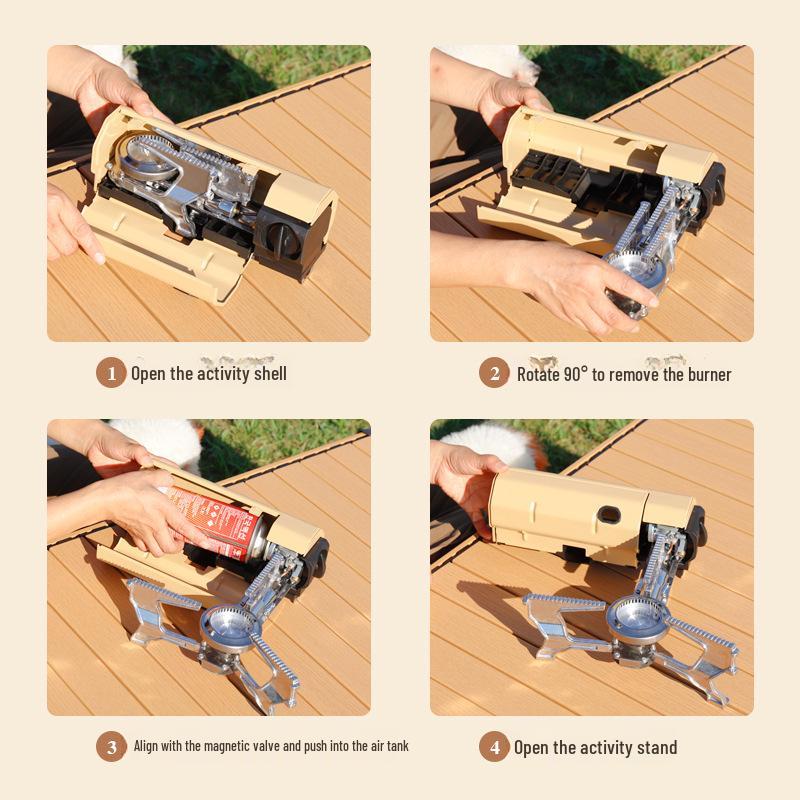 Compact Outdoor Folding Gas Stove for Camping, Hot Pot, Tea, and Magnetic Stove Cooking.