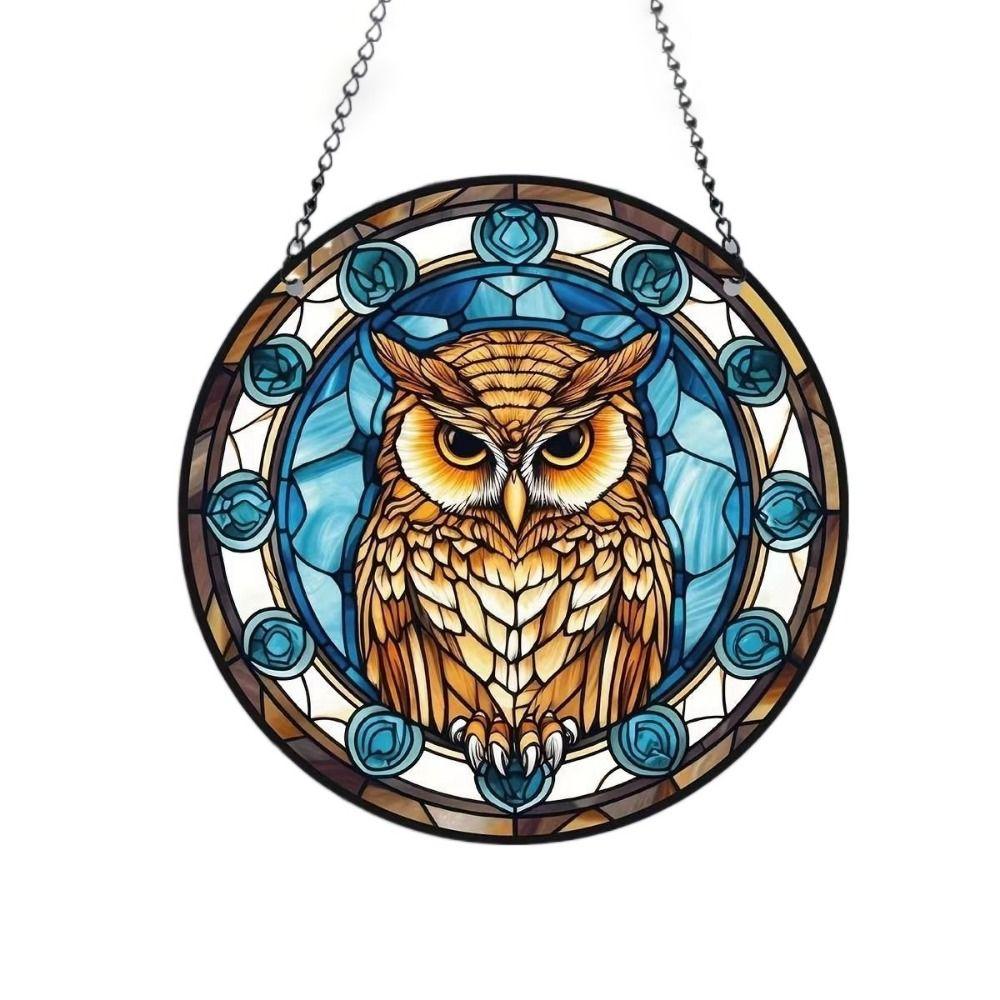Easy to Install Halloween Owl Hanging Ornaments Painted Design Acrylic Window Pendant  Home