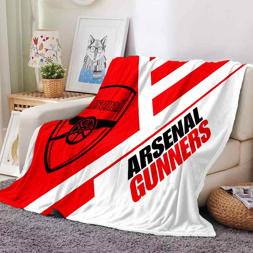 Coperta in Flanella con Stemma dell'Arsenal Football Club, Poliestere Morbido, Design Moderno, Per Tutte le Stagioni per Campeggio, Viaggi, Regali per Feste o Compleanni