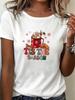 (Asian Size) cute style Tee Top Print New Year Clothing T Shirt Women Fashion Christmas Festival Female Woman Short Sleeve Graphic T-shirts