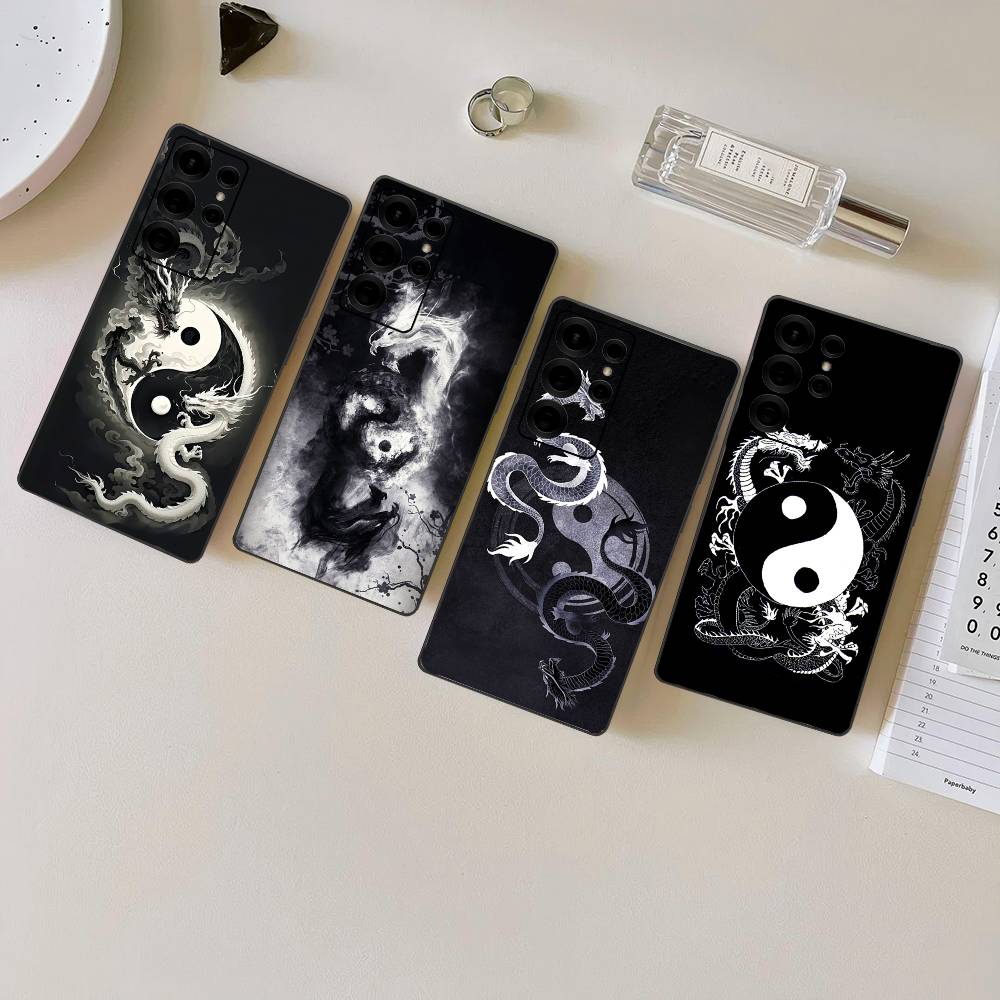 Japanese Art Dragon Yin Yang Phone Case For Samsung S 24 fe 25 Ultra plus 20 lite 21 30 22 23 24 22 Ultra 5G Fundas