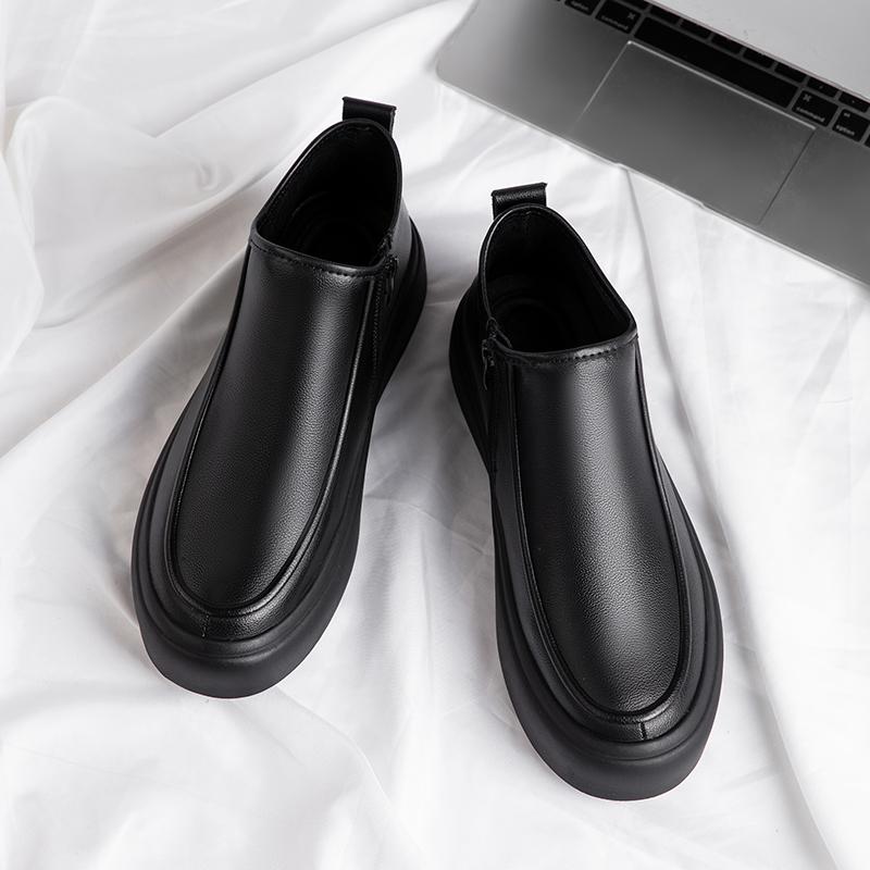 Italian Genuine Leather Business Shoes Men High Top Office Loafers Casual Leather Footwear Slip-on Flat Designer Shoes