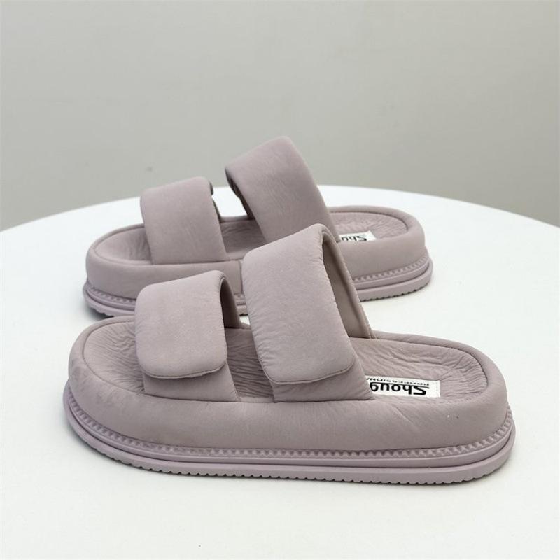

Женские шлепанцы на толстой подошве, облачные, 2025, лето, новинка, пляжная обувь на липучках, сандалии с перемычкой 40 светло-фиолетовый