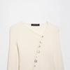 European and American style, new women's clothing, fashionable, versatile, asymmetrical buckle personalized knitted sweater jacket