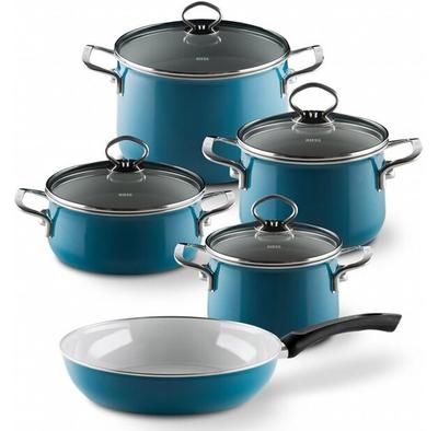 Enamel Nouvelle Aquamarine Cookware Set, 5 Pieces (0558-010)