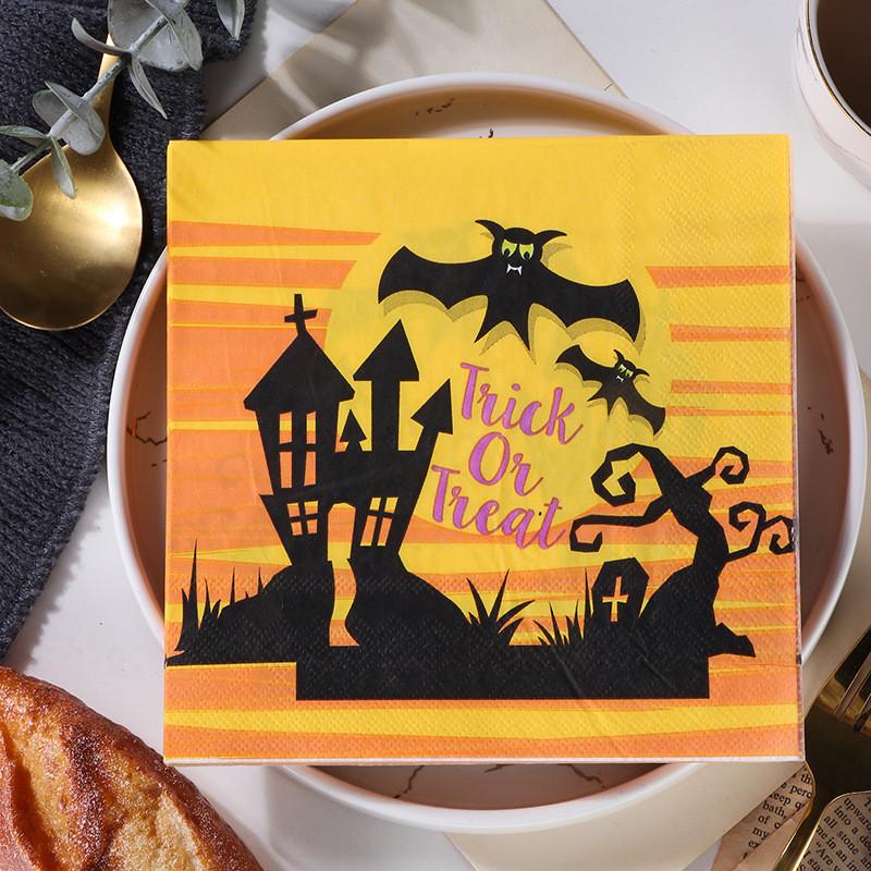 20Pcs Funny Halloween Skull Pumpkin Printed Disposable Napkin Paper Table Dinner Tissues Party Decoration