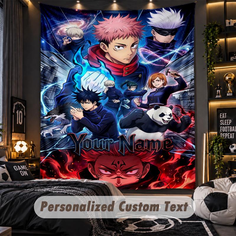 Tapiz de Pared Personalizado, Nombre Personalizado Impreso de Jujutsu Kaisen, Arte de Pared de Tela Para Fondo de Habitación Interior