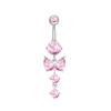 Anelli per ombelico a farfalla in acciaio inossidabile con zircone rosa per donne Anelli per ombelico a cuore Gioielli per piercing al corpo