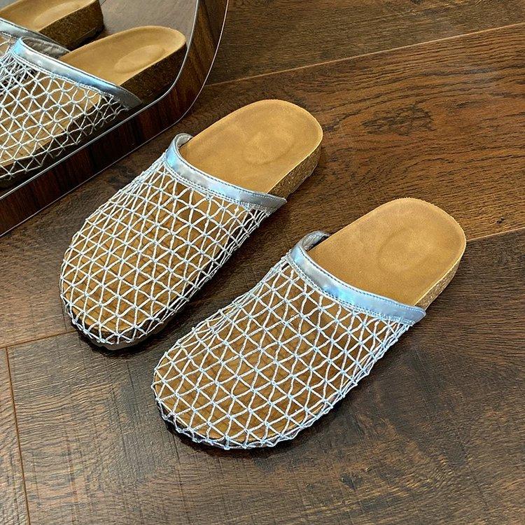 

Fashion Hollow Mesh Mules Slippers Women Casual Shoes Flat Sandals Summer 2025 Trend Beach Platform Woman Slides Comfort Sandalias Mujer 40