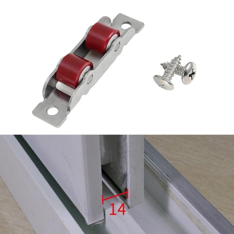 4 Pezzi Ruote Doppie Rulli Scorrevoli per Porte in Vetro Porte Scorrevoli a Ruote Doppie Puleggia per Finestre Ferramenta per Porte Rullo Scorrevole per Porte