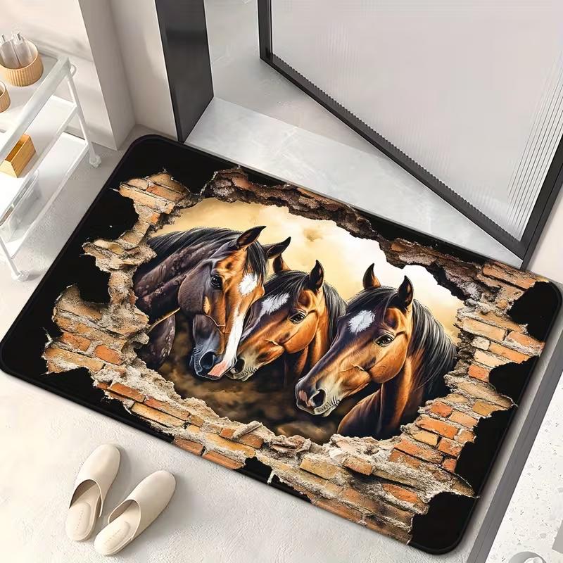 Colorful Three-dimensional Flower Horse Print Mat Is Very Door Mats Restaurant Mats Door Mats Game Room Mats Modern Door Mats