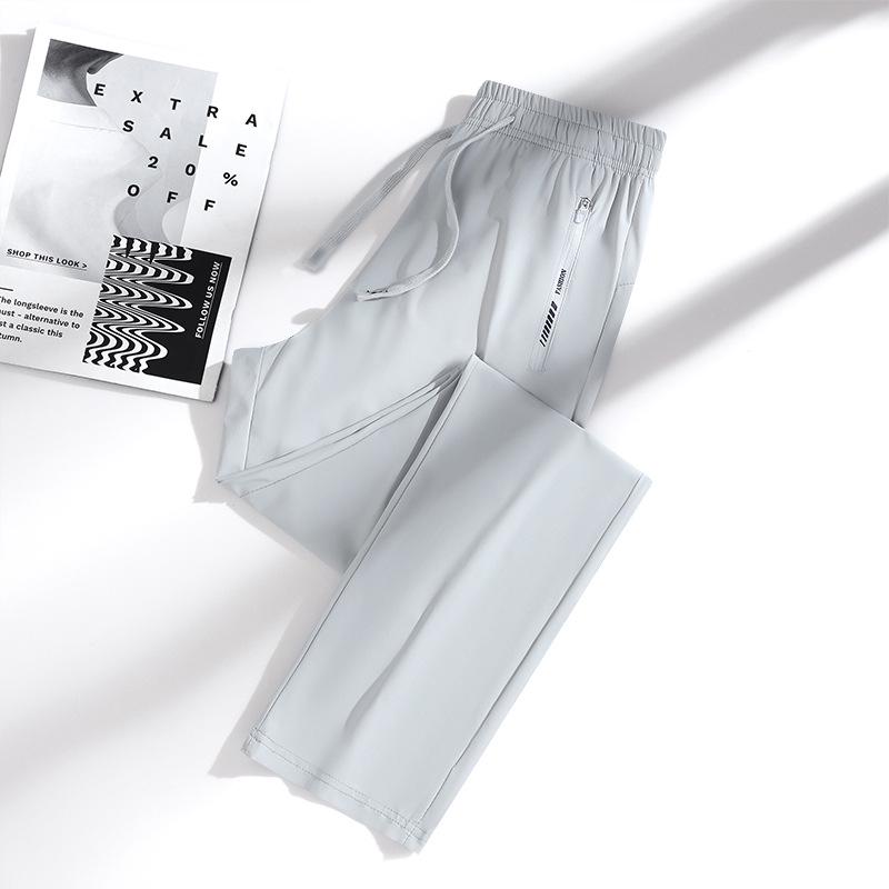 Unisex Quick-Drying Rainbow Sports Pants - Summer Ice Silk Sun Protection, Loose Fit, Straight Leg, Cuffed