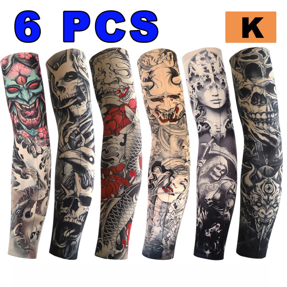 6 PCS Tattoo Sleeve for Men Women Anti-Sunburn Sleeve Elastic Outdoor Nightclub Cycling Arm Cover Party Cycling Tattoo Sleeve