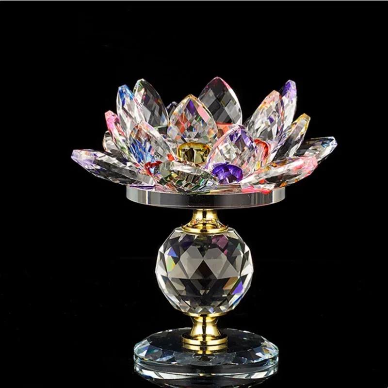 Household Colorful Crystal Lotus Candlestick, Butter Lamp Holder, Buddha Offering Lamp, Interior Decoration, Buddha Hall, Prayer