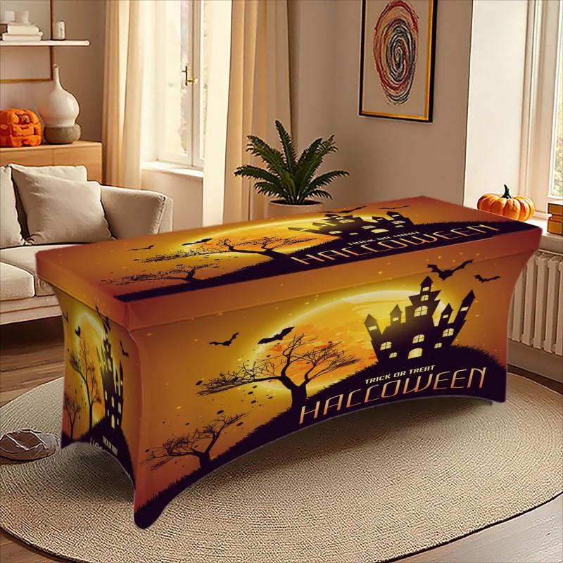 Halloween Printed Stretch Tablecloth Milk Fabric Outdoor Party Decor
