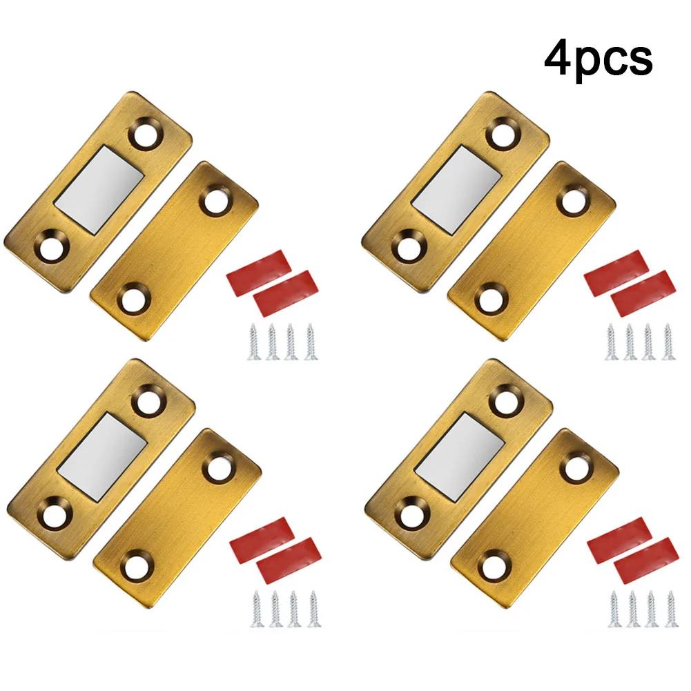 4 Sets Strong Magnetic Cabinet Catches Magnet Door Stops Hiddens Door Closer With Screw For Closet Cupboard Furniture Hardware