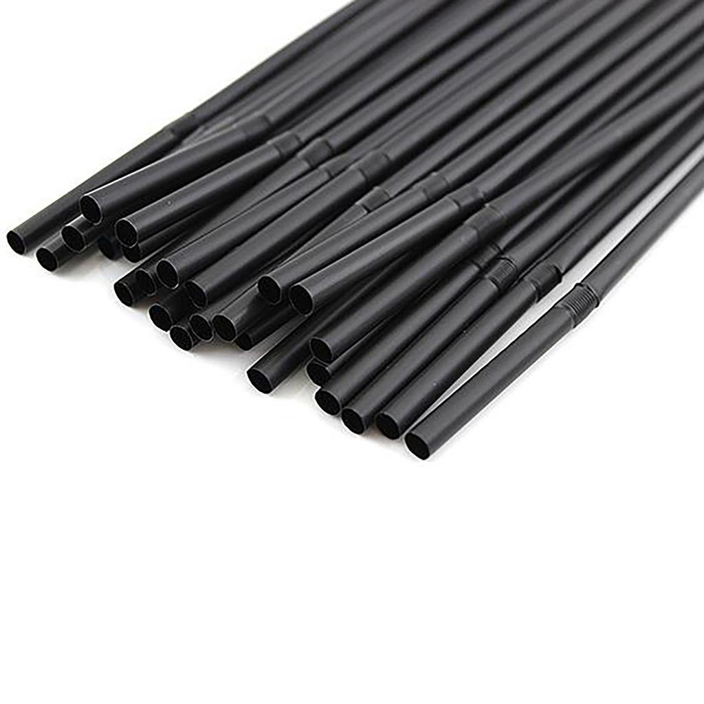 200Pcs Disposable Black Elbow Food-grade PP Material Straws Juice Drink Milk Tea Straws