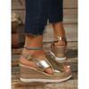 New Summer Wedge Platform Sandals - Women’s Plus Size Hollow Out Shiny Buckle Thick Sole Shoes