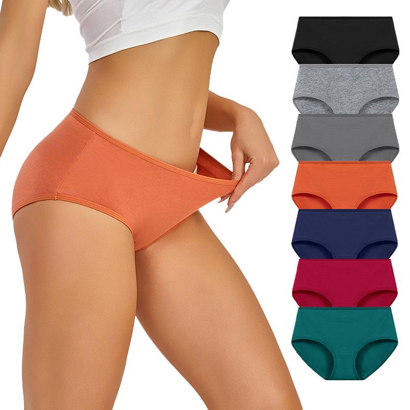 New Plus Size European & American Style Mid-Low Waist Cotton Women's Briefs