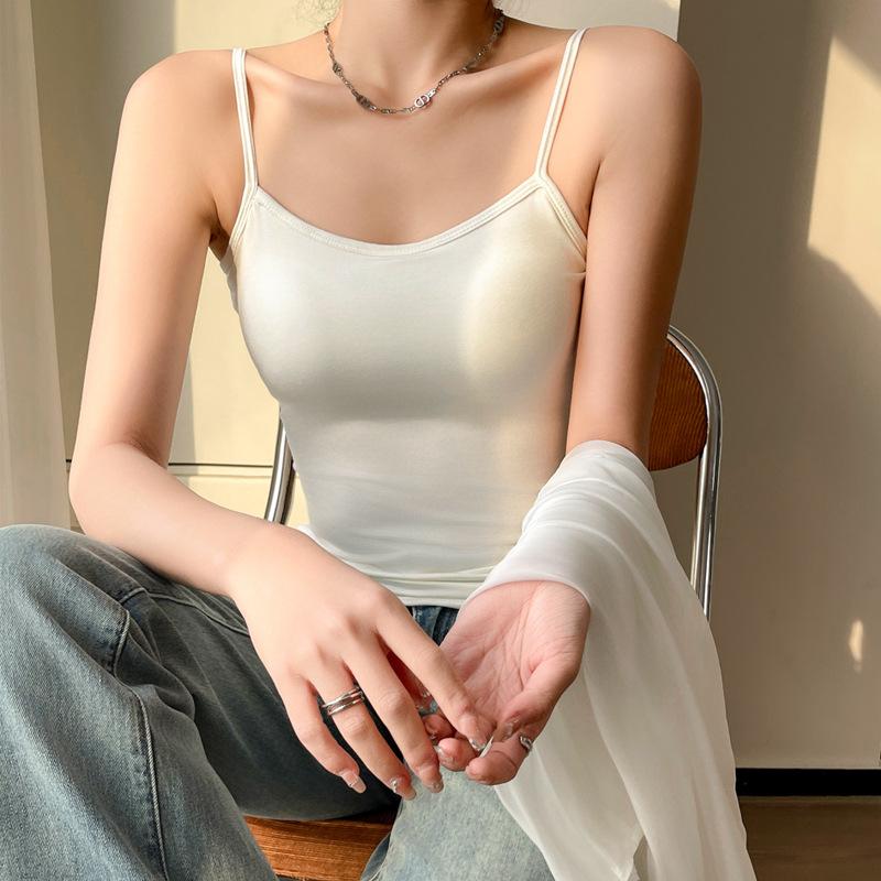 Modal Schwarzes Camisole Damen Sommer Dünner Anzug mit Modischem und Sexy Ärmellosem Oberteil, das Außen getragen werden kann