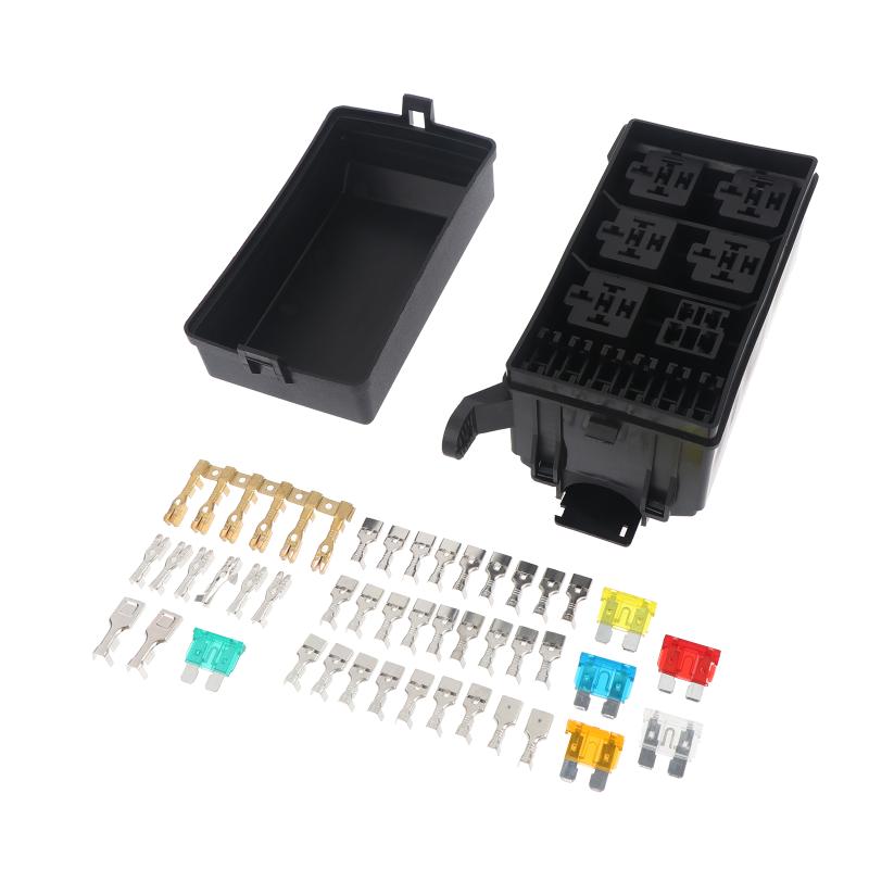 1Pcs Waterproof Car Truck Relay Fuse Box 4 Relays 6 Fuses Holder Case for Off-Road SUV Marine Use