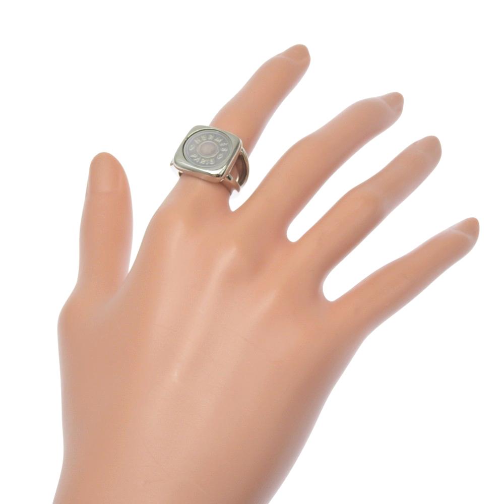 Hermes Corozo Serie Ring MODESCHMUCK Silber metallic/Muschel #5.1(US-Grösse) 9,8g Frauen Gebraucht