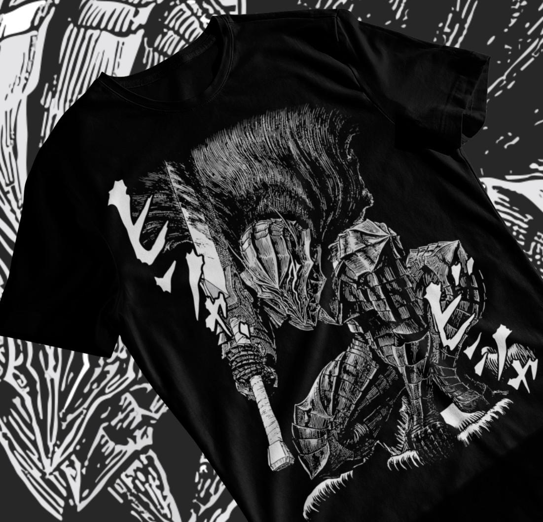 Berserk T-shirt Manga Strip Guts Berserker Armour Anime Black Shirt Soft Tee XXXXL