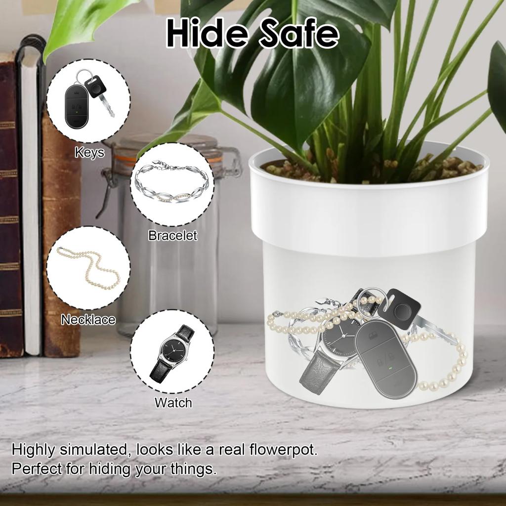 2 Layer Flower Pot Storage Box Hidden Safe Metal Flower Pot PiggyBank Decorative Secret for Hiding Cash Jewelry Key Ring Watches