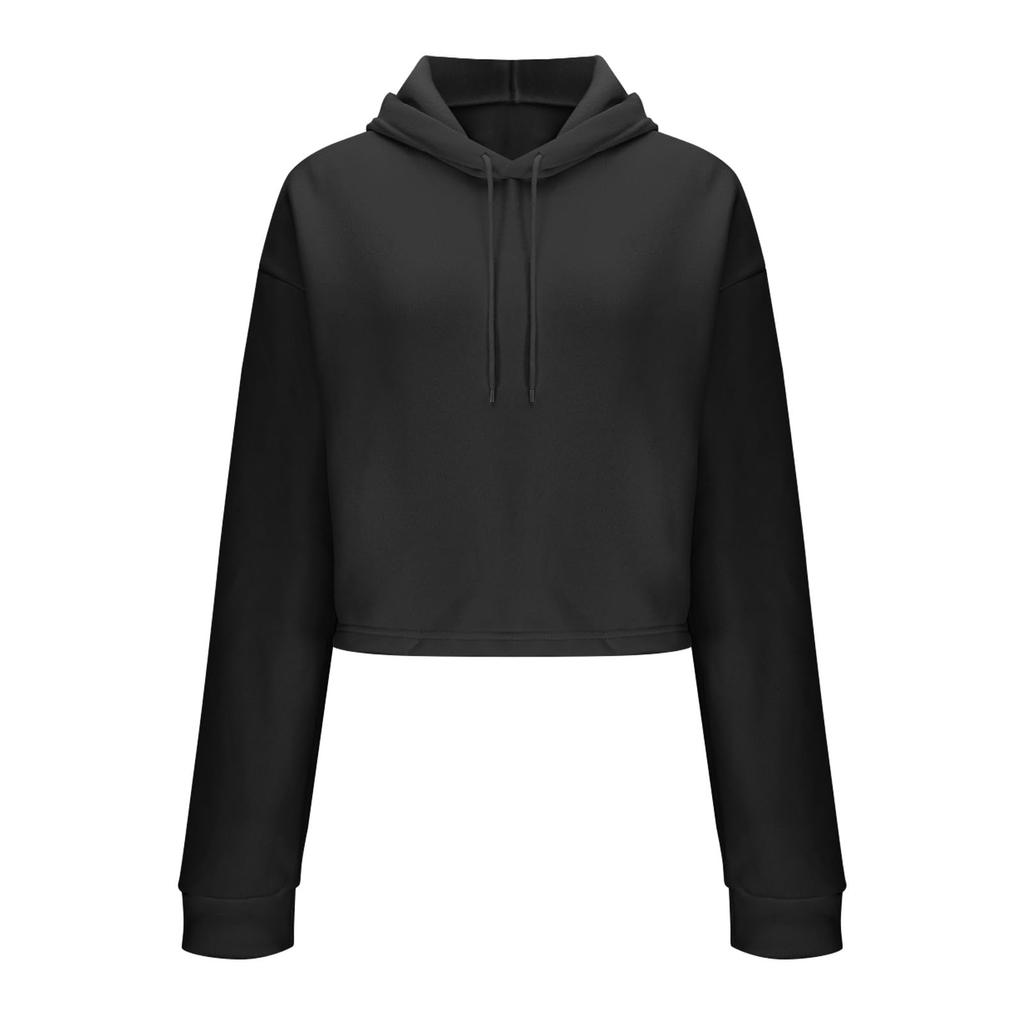 Modisches Damen-Kurz-Kapuzensweatshirt mit Batikmuster und Weitbein-Hose im Anzug