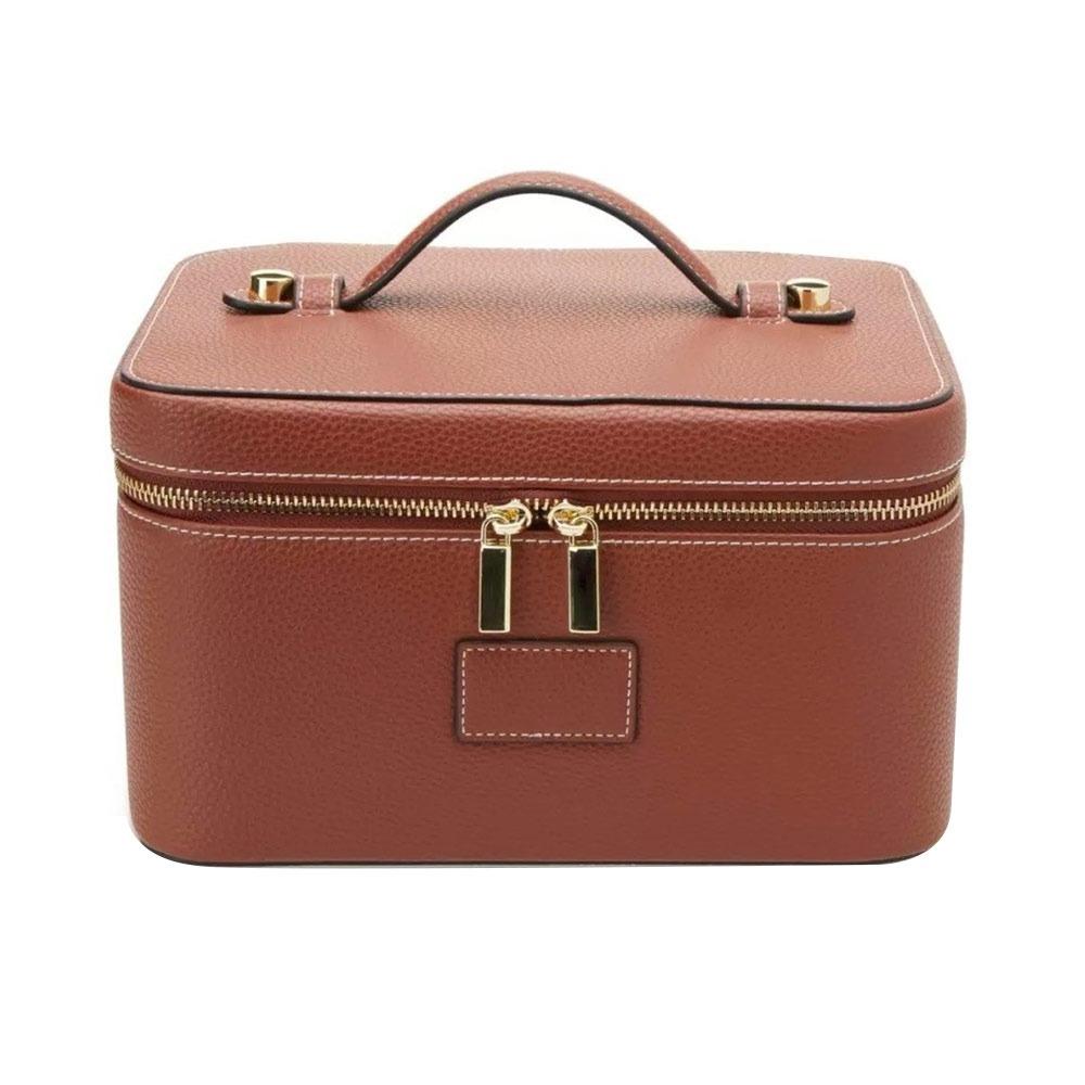 PU Leather Makeup Bag Square Shape Waterproof Toiletry Bag Large Capacity Removable Divider Camera Storage Bag for Women & Men