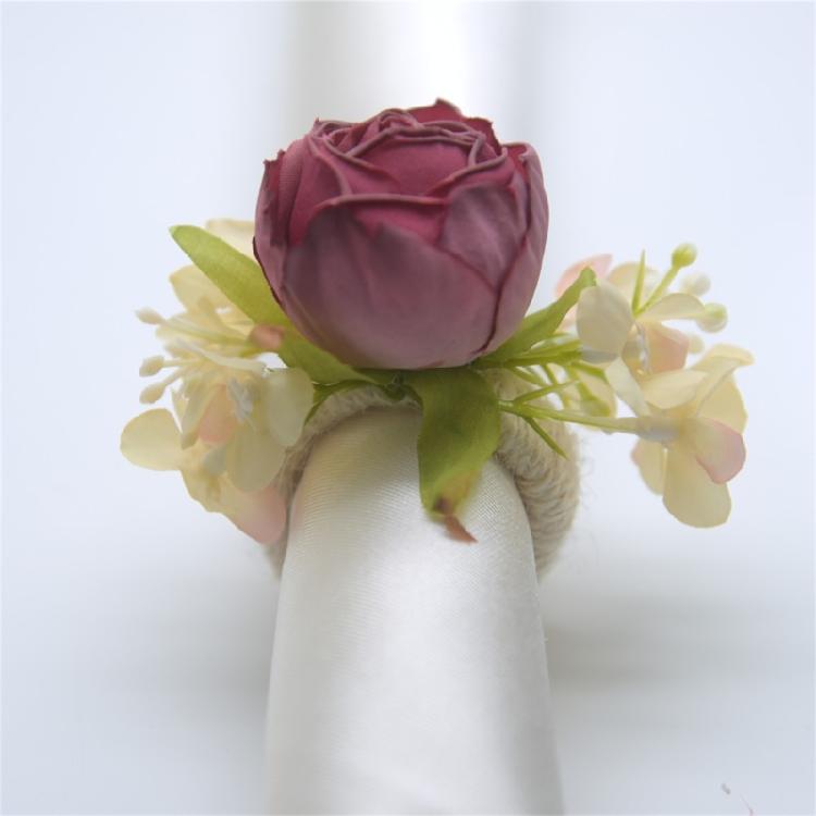 Pack of 6 Realistic Flower Napkin Rings Table Decorations for Wedding Banquets