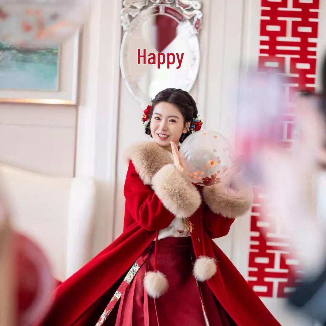 

Red Wool Coat for Women - New Year Wedding Toasting Outfit 2024 Autumn Winter Style Festive Niche Outerwear XS (suggested 80-105 jin)