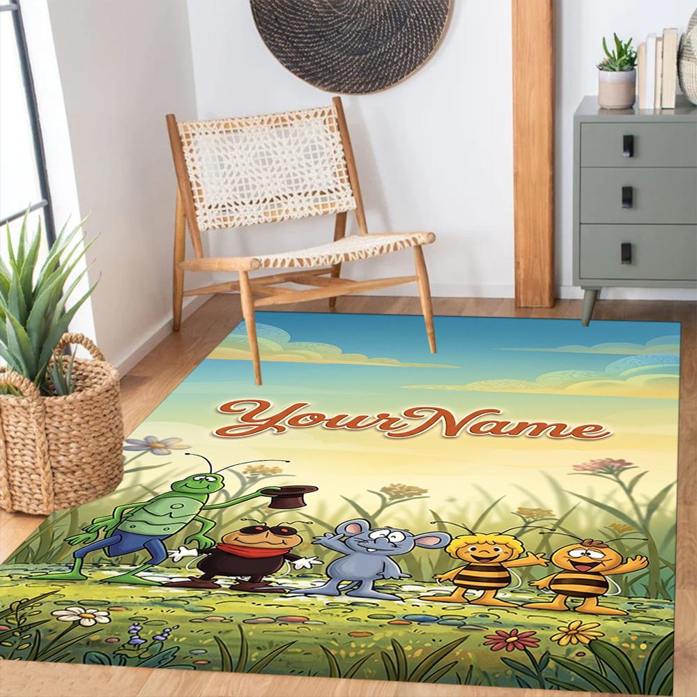 Biene Maja Customize Text Carpet Suitable for Dining Room Outdoor Game Room Decorate room Antislip Carpet Decorate Offices Spiritual Gift