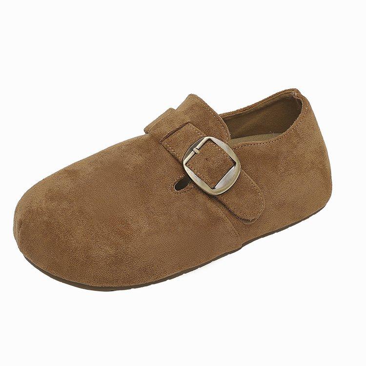 Retro Leather Inner Height Increase Boken Shoes Women's 2025 Autumn New Belt Buckle Round Head Ugly Cute Mori One-pedal Single Shoes
