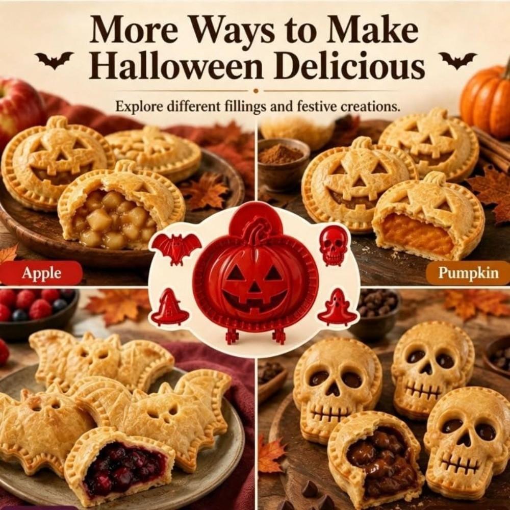 Mini Moldes para Pasteles de Mano con Temática de Otoño Recubrimiento Antiadherente Sello para Masa de Pastel Horneado de Halloween