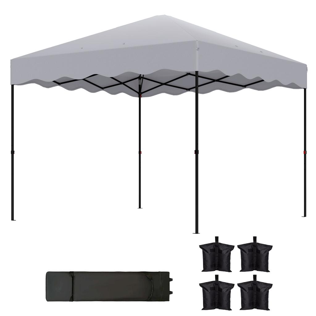 3 x 3 m Pop-Up Gazebo, Height-Adjustable Garden Tent, with Rolling Bag, for Garden, Patio, Metal, Fabric, Light Grey