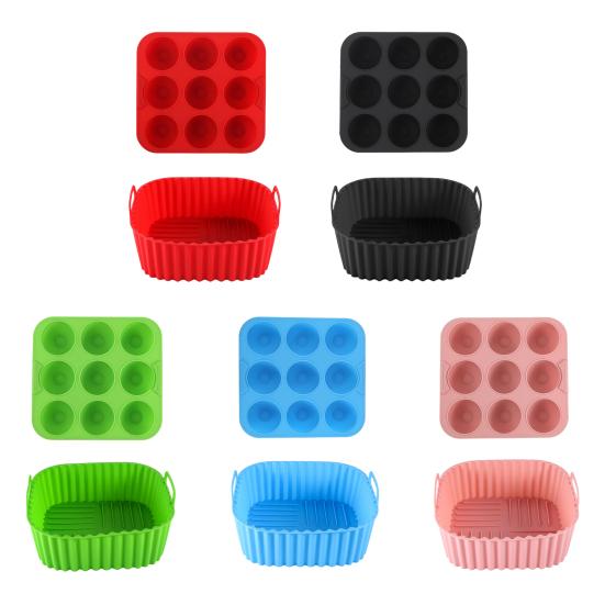 Air Fryer Liners Silicone Basket Square Oven Pan for Even Heating High Temp Resistant Cake Molds for Creative Cooking