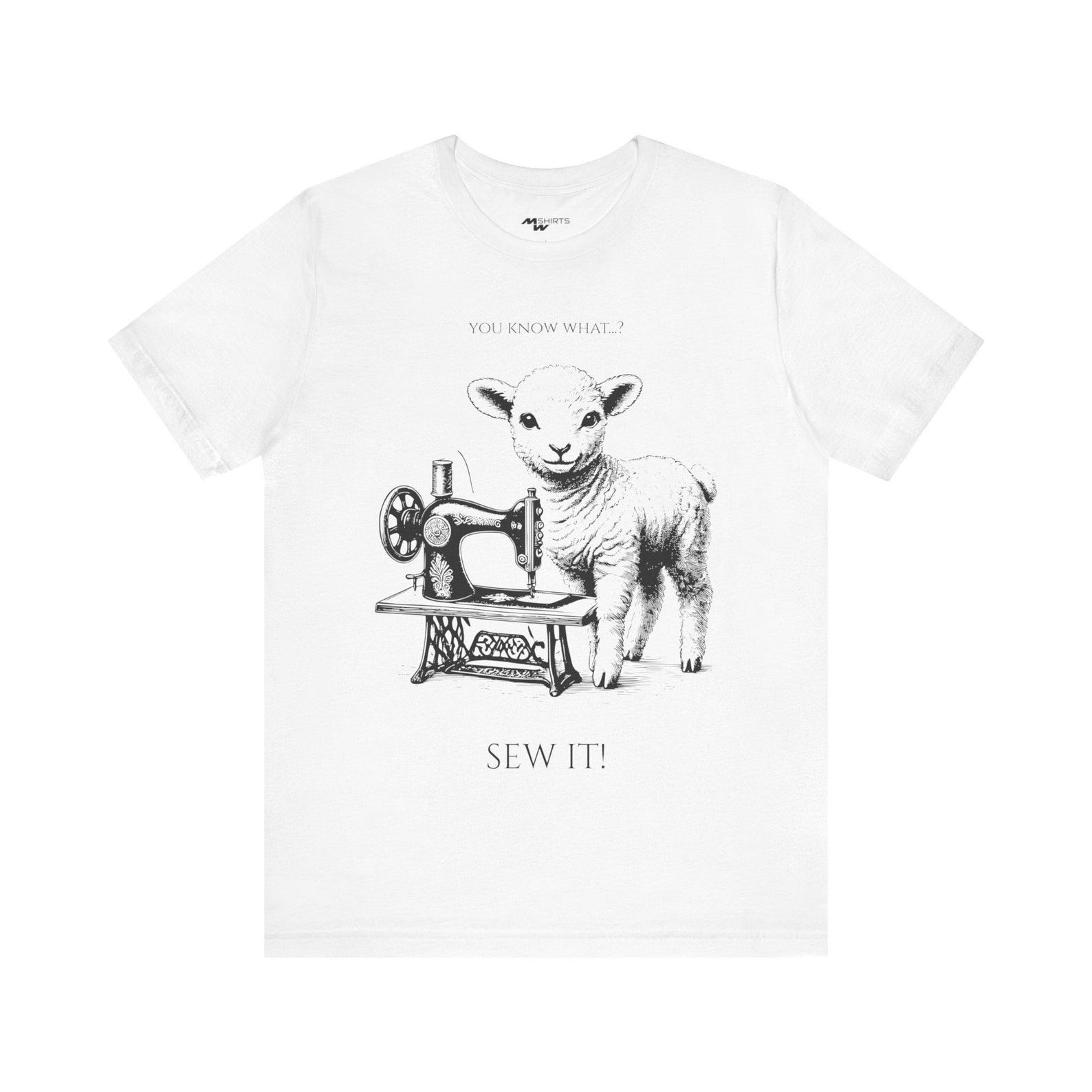 Sewing Lamb Graphic Tee: Engraving Style Unisex T-Shirt L