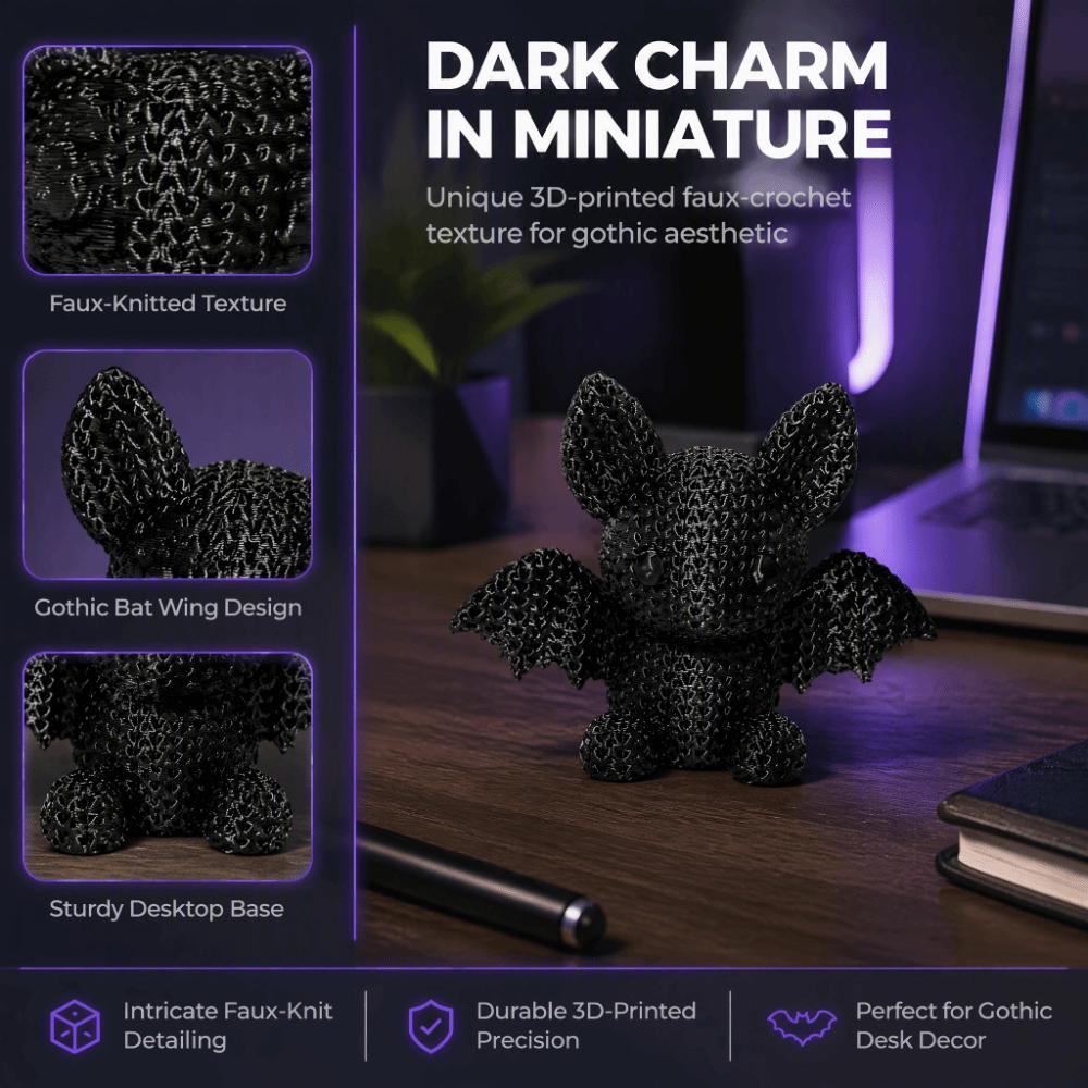 Crochet-Style Halloween Bat Sculpture Gothic Dark-Style Bat Statue  Bookshelf