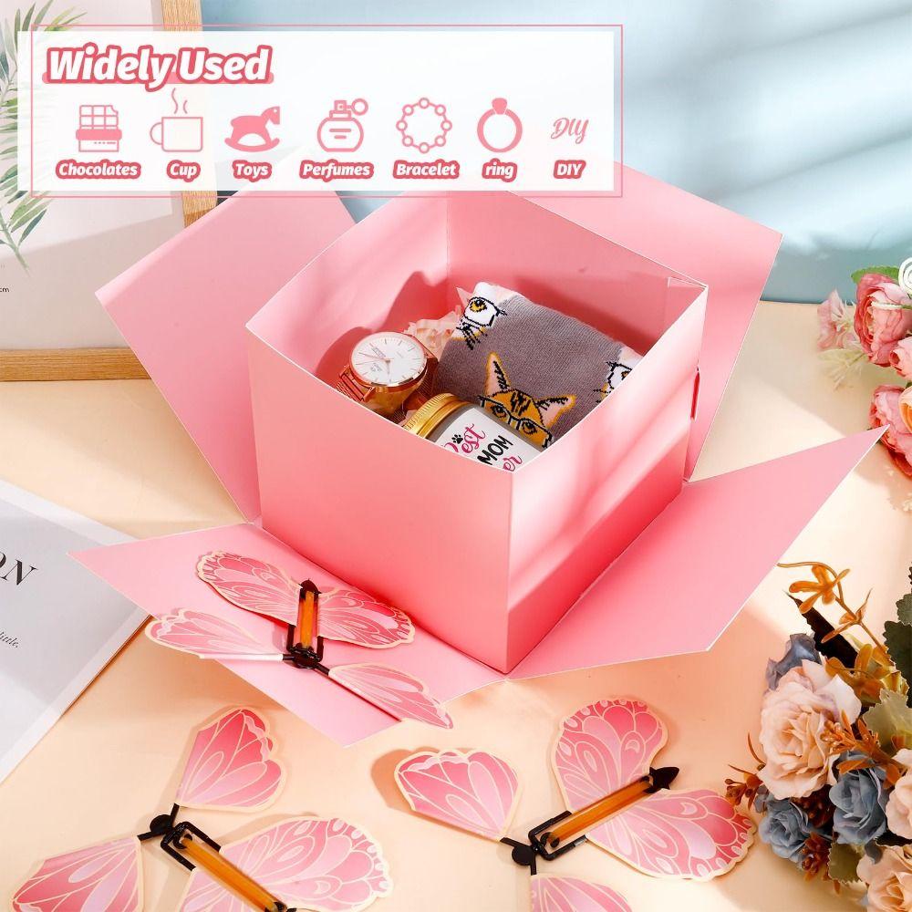 High Quality Anniversary Surprise Flying Butterfly Box Happy Birthday Pop Up Explosion Creative Bounce Box Party Decorations