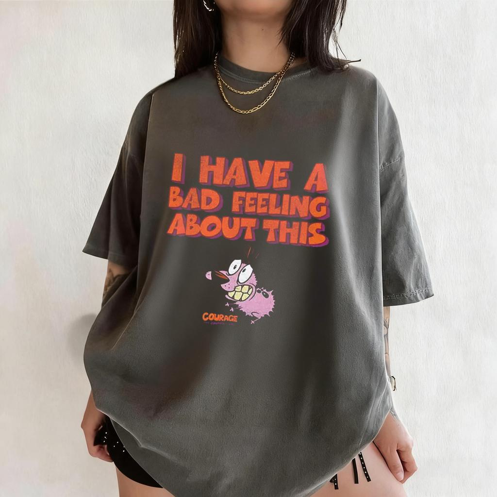 Summer Vintage Courage The Cowardly Dog Cartoon Print Short Sleeve TShirt Retro Graphic Tee 90s Nostalgia Streetwear Clothing