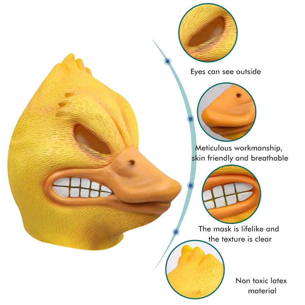 2022 Angry Duck Face Cover Latex Funny Cartoon Animal Head Face Cover Halloween Party Cosplay Prop