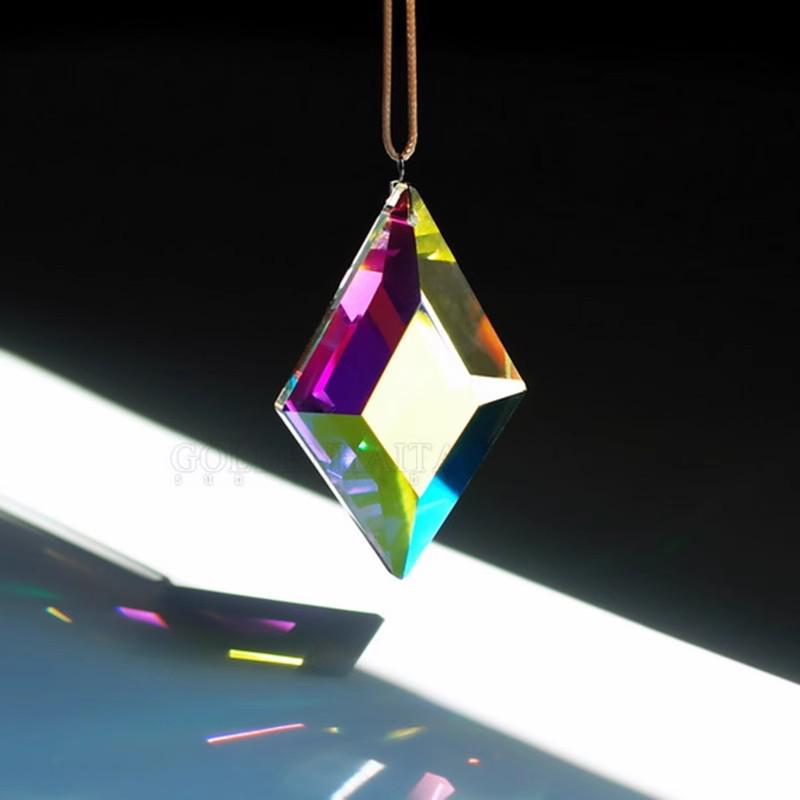 Rhombus Crystal Glass Sun Catcher Pendant Christmas Ornament