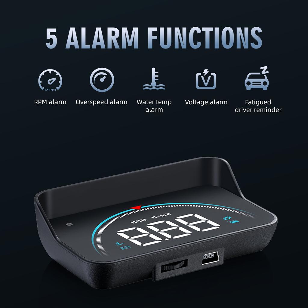 Car HUD Head Up Display OBD Speedometer Windshield Projector Smart Digital Water Temp Voltage Speed Meter With Overspeed Warning